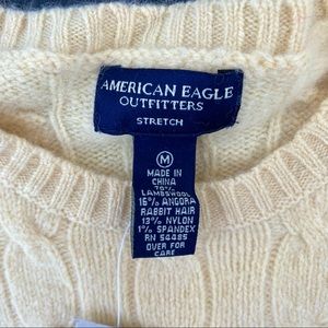 American Eagle Cozy cabled sweater yellow wool angora women’s medium NWT